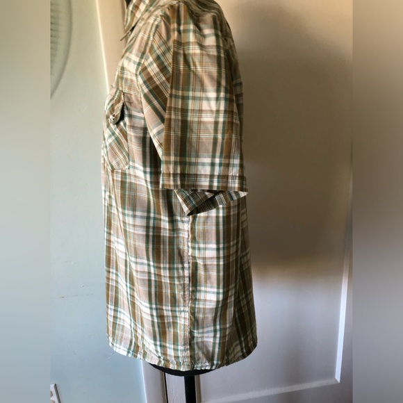 Prana Men's Size M Short Sleeve Pearl Snap shirt Plaid Cotton vintage western - Picture 8 of 16